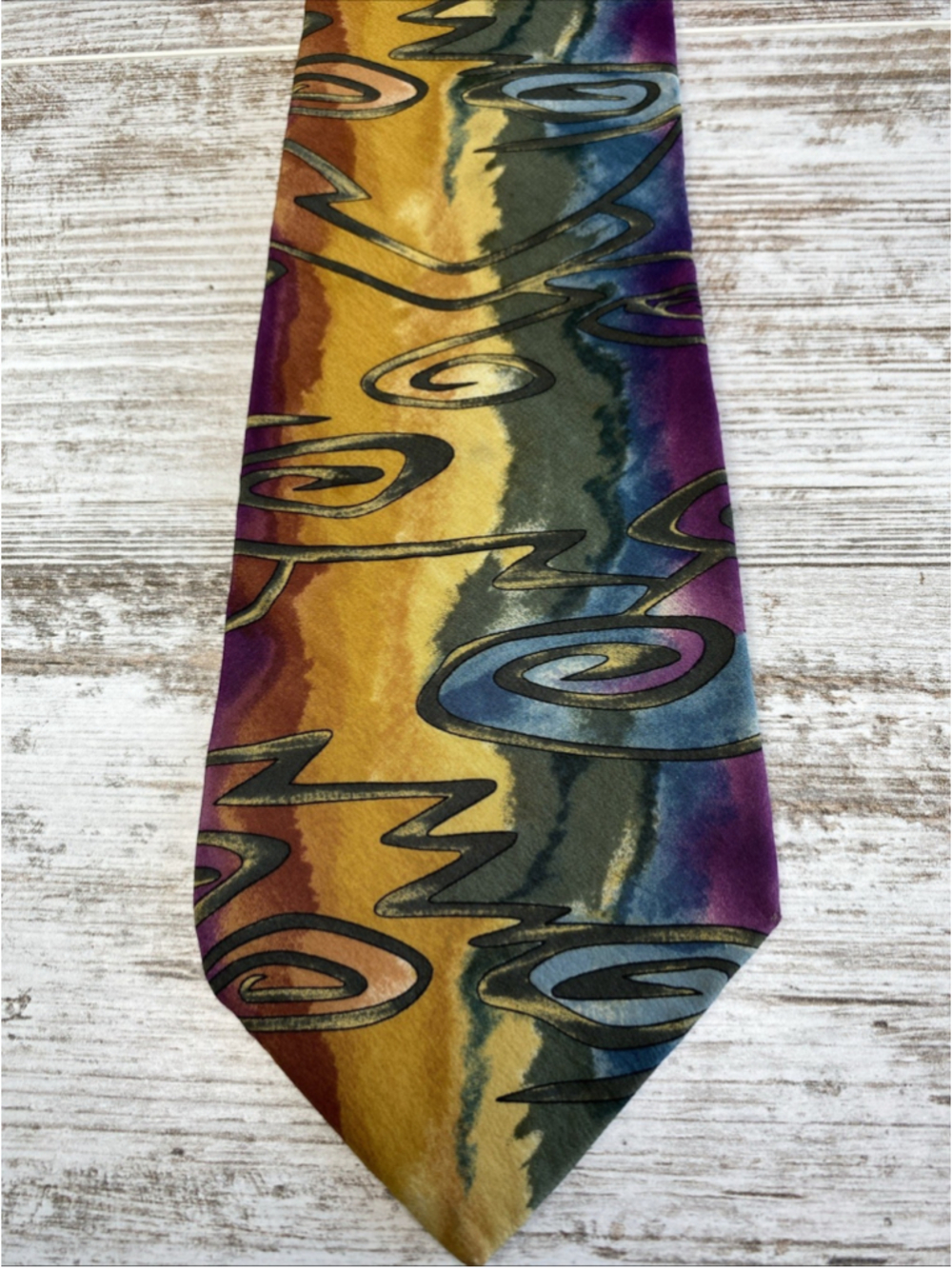 Vintage Grateful Dead Silk Necktie 90s Mulberry Psychedelic Swirl Retro Men